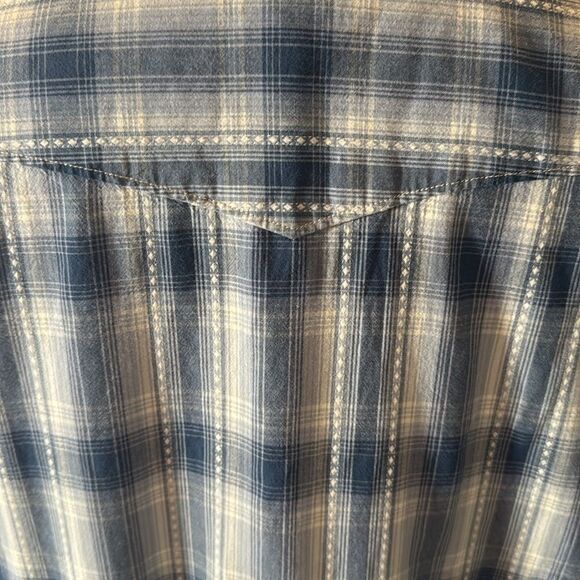 Lucky Brand Men's Blue Plaid Distinctive Western Snap Button ShortSleeve Shirt L - Picture 7 of 13